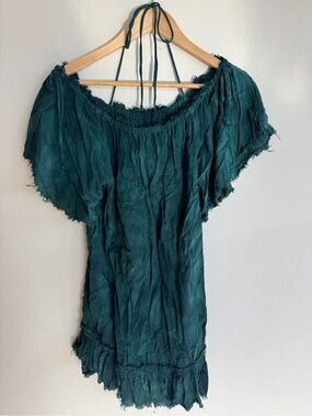 Blue Life Off Shoulder Halter Mini Dress